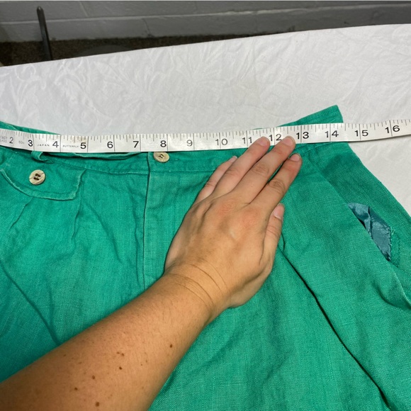Vintage 100% Linen Shorts Women’s 29 Waist Green For Pete’s Sake 8 Inch 12 - Picture 6 of 9